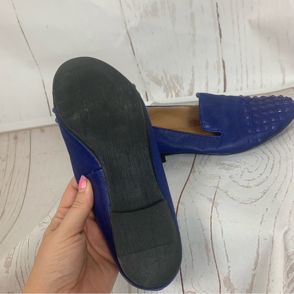 Steve Madden Galia blue leather studded loafers flats 6.5 - Picture 8 of 9
